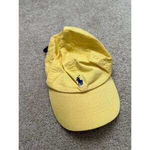 Polo Ralph Lauren Leather Strap Pale Yellow Hat Baseball Cap One Size LIKE NEW